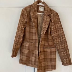 Abercrombie blazer coat, XS (fits like a small) tan/pink plaid